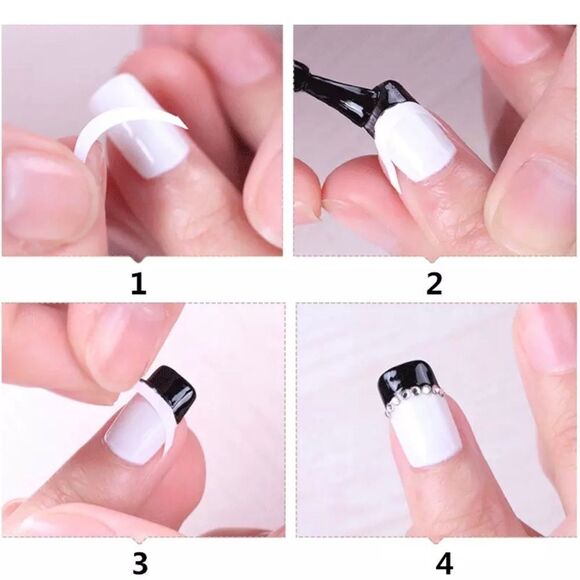 🆕2 Sheets / White French Manicure Nail Art Line Form Guide Stickers - Picture 2 of 4